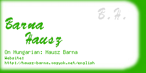 barna hausz business card